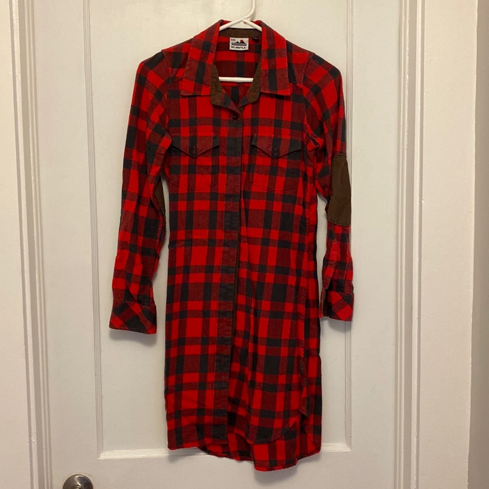 Kavu Buffalo plaid flannel dress. Xxs